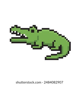 icono de cocodrilo verde pixel art