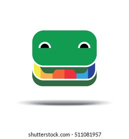  Green Crocodile icon vector. 