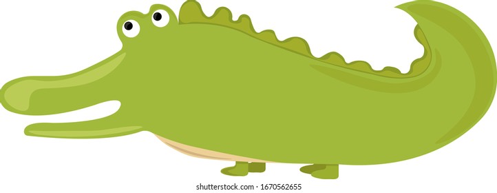 Green crocodile, illustration, vector on white background.