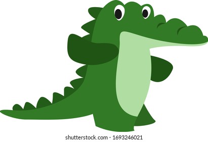 Green crocodile, illustration, vector on white background