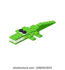 Green crocodile in isometry. Vector illustration