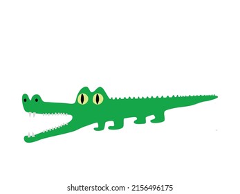 Green crocodile with open mouth - simple vector drawing.	