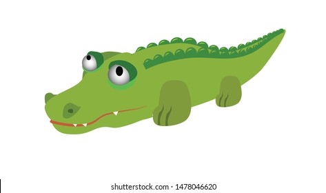 Green crocodile, a plastic toy for children. Vector illustration isolated on white.