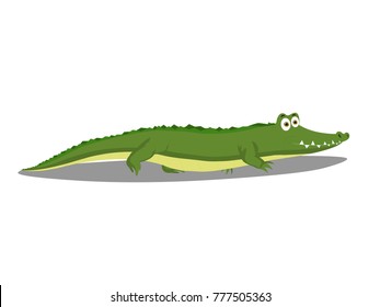 Green Crocodile with Spikes and Closed Mouth Vector Image 