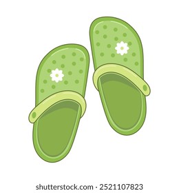 Green Crocs shoe design with daisy decoration