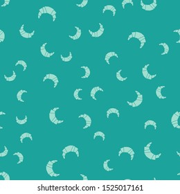 Green Croissant icon isolated seamless pattern on green background.  Vector Illustration