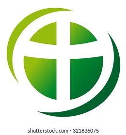Green cross abstract religion icon