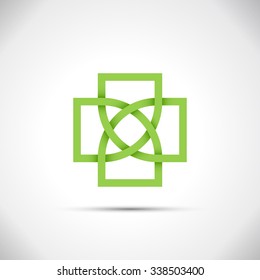 Green cross icon logo template