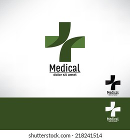 Green cross. Medical symbol. Vector