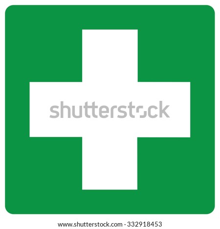 Green cross sign, Vector Illustration