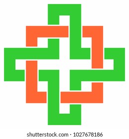 Green cross and square icon, vector illustration