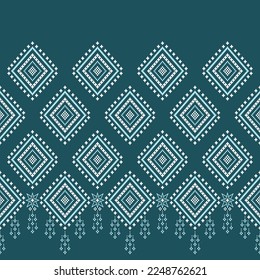 Green Cross stitch colorful geometric traditional ethnic pattern Ikat seamless pattern abstract design for fabric print cloth dress carpet curtains and sarong Aztec African Indian Indonesian 