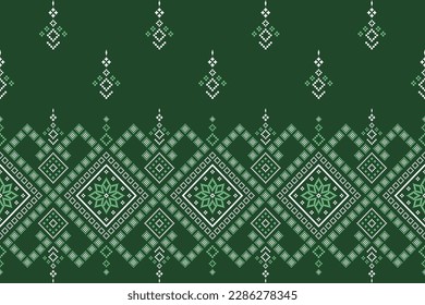 Green Cross costura colorido patrón geométrico tradicional étnico Ikat patrón sin fisuras diseño abstracto de frontera para tela de impresión cortinas de ropa de vestir alfombras y sarong Aztec africano indonesio 