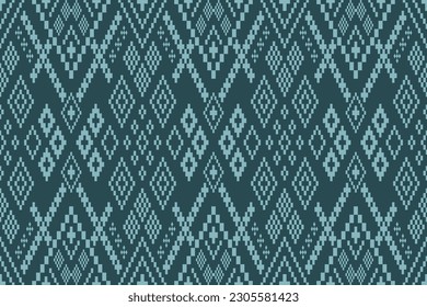 Green Cross stitch colorful geometric traditional ethnic pattern Ikat seamless pattern border abstract design for fabric print cloth dress carpet curtains and sarong Aztec African Indian Indonesian 