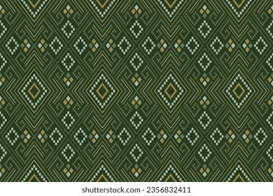Green Cross stitch colorful geometric traditional ethnic pattern Ikat seamless pattern border abstract design for fabric print cloth dress carpet curtains and sarong Aztec African Indian Indonesian 
