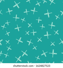 Green Crossed baseball bat icon isolated seamless pattern on green background.  Vector Illustration