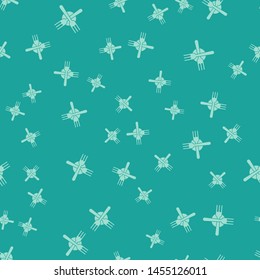 Green Crossed fork icon isolated seamless pattern on green background. Cutlery symbol.  Vector Illustration
