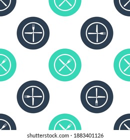 Green Crossed fork and knife on plate icon isolated seamless pattern on white background. Restaurant symbol. Vector.