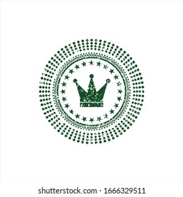Icono de la corona verde dentro del sello de goma