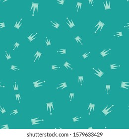 Green Crown icon isolated seamless pattern on green background.  Vector Illustration