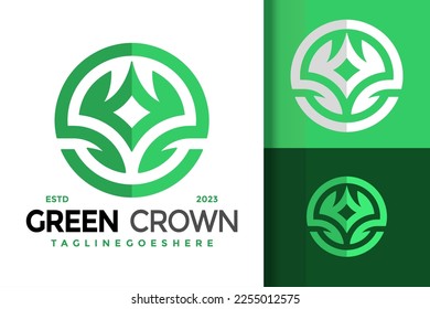 Green Crown Logo Logos Design Element Stock Vector Illustration Template