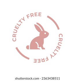 Green cruelty free icon. Not tested on animals with rabbit silhouette label. Vector illustration.