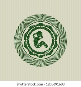 Green crunch icon inside distress grunge stamp