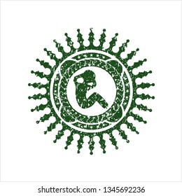 Green crunch icon inside grunge style stamp