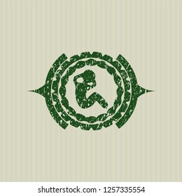 Green crunch icon inside rubber grunge seal