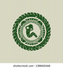 Green crunch icon inside rubber grunge texture stamp