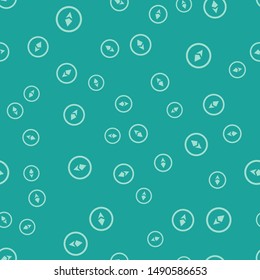 Green Cryptocurrency coin Ethereum ETH icon isolated seamless pattern on green background background. Altcoin symbol. Blockchain based secure crypto currency. Vector Illustration