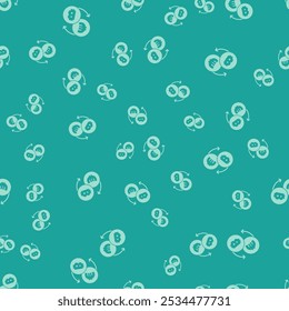 Green Cryptocurrency exchange icon isolated seamless pattern on green background. Bitcoin to euro exchange icon. Cryptocurrency technology, mobile banking.  Vector