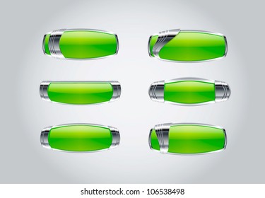 Green crystal buttons with metallic chrome elements