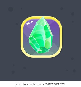 Icono Esotérico Mágico De La Gema De Cristal Verde En El Marco Dorado Oscuro Del Borde Diseño De Vector Aislado