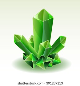 green crystal on a white background