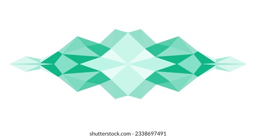 Green crystal shape brochure element design. Oblong cube-shaped crystal. Vector illustration with empty copy space for text. Editable shape for poster decoration. Creative and customizable frame