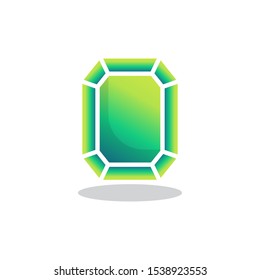 Green crystal stone flat icon, vector sign, Game precious stone colorful pictogram isolated on white. Symbol, logo illustration. Flat style design