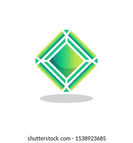 Green crystal stone flat icon, vector sign, Emerald Precious stone colorful pictogram isolated on white. Symbol, logo illustration. Flat style design