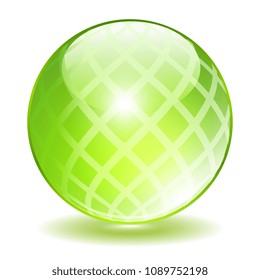 Green crystal textured vector orb illustration isolated on white background