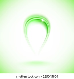 Green crystal water drop over white background