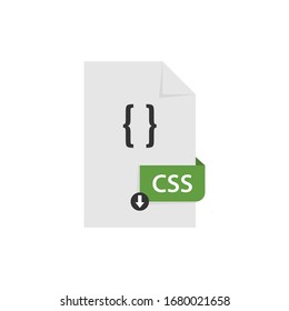 Green CSS-Datei Dokument Download css Schaltfläche Symbol Vektorillustration Bild. CSS-Dateisymbol flache Design-Vektorillustration