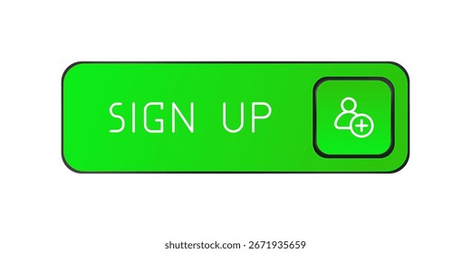 Botón CTA verde con texto: Registrarse, usuario, diseño de interfaz de usuario.