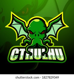 Green cthulhu mascot esport logo design