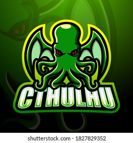 Green cthulhu mascot esport logo design