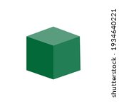 green cube basic simple 3d shape isolated on white background