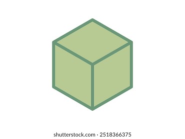 Green cube with dark green outline