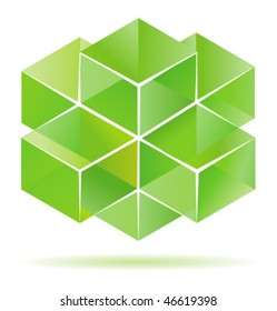 Green cube design for business artwork