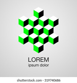 green cubes logo concept, vector logo template