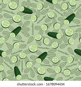 Número de pepino verde cortado en círculo vectorial