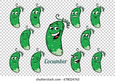 green cucumber emotions characters collection set